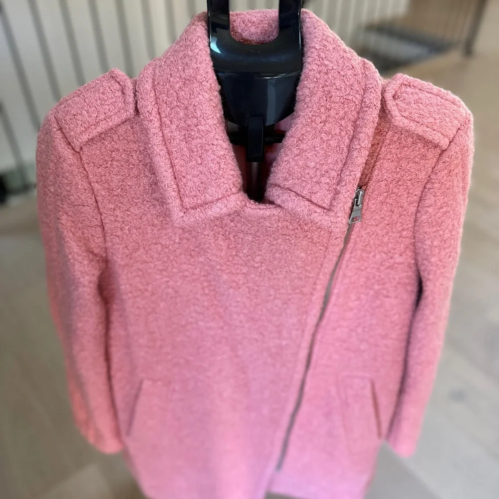 LOFT Textured Wool Moto Pea Coat Sutton Pink Medium - Picture 6 of 10